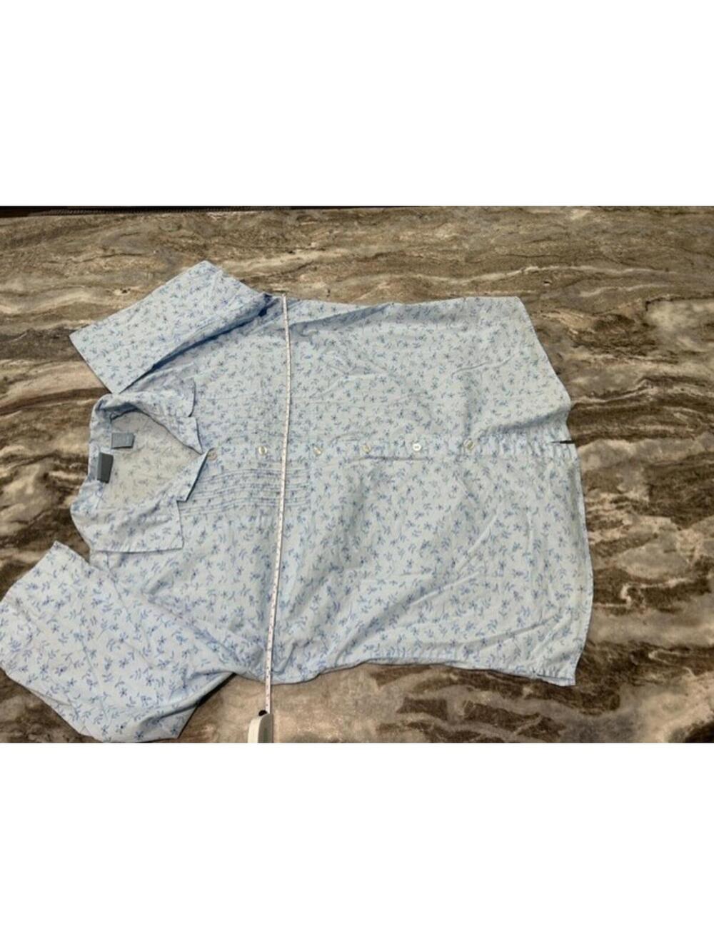 🧵Classic Elements Clear Sky Blue Textured Floral Top | 3/4 Sleeve | XL - Picture 5 of 7